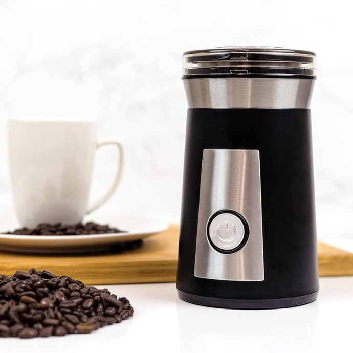 Black stainless steel electric coffee and spice grinder