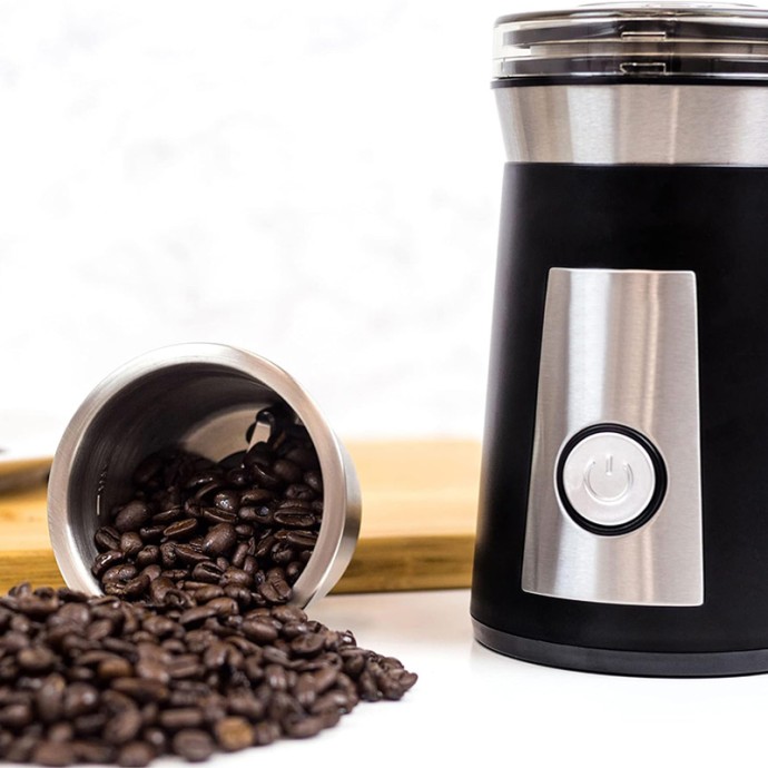 Black stainless steel electric coffee and spice grinder