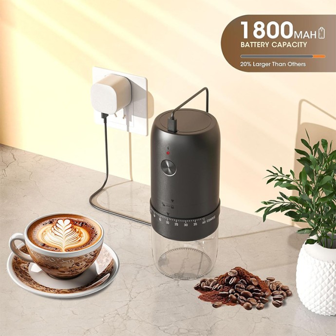 Portable battery-powered coffee grinder