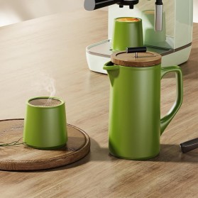 Walnut Lid Ceramic French Press Coffee Maker