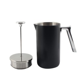 Modern black stainless steel press coffee maker