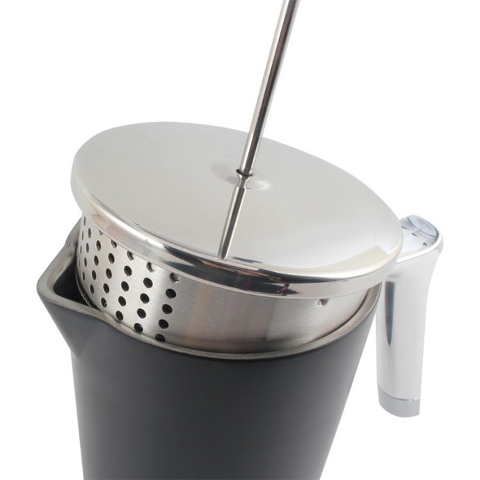 Modern black stainless steel press coffee maker