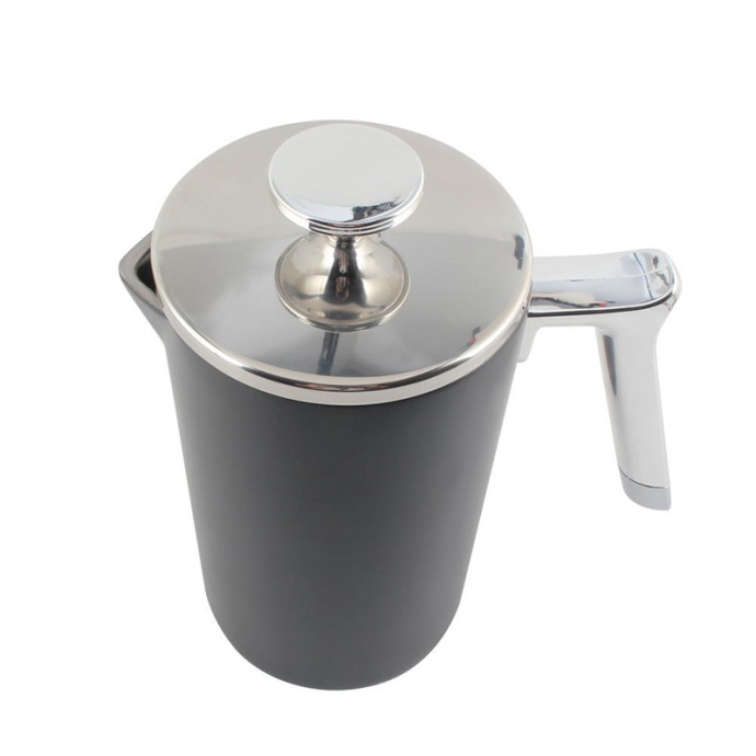 Modern black stainless steel press coffee maker