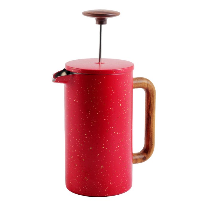 Red double-walled French press coffee maker