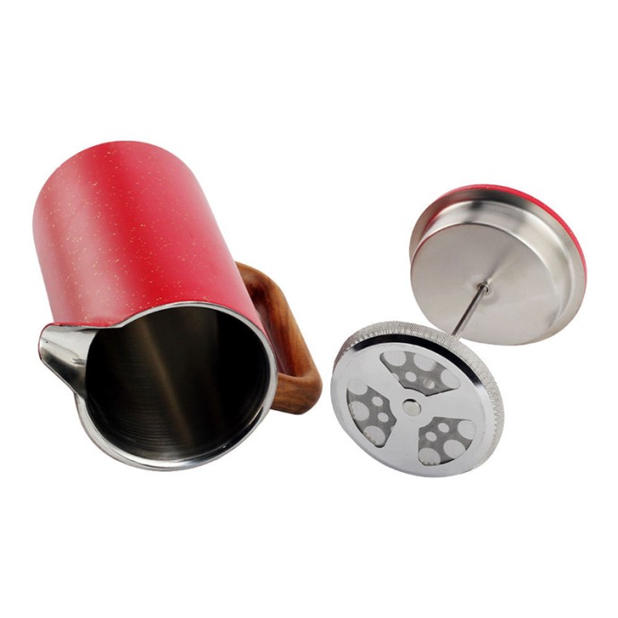 Red double-walled French press coffee maker