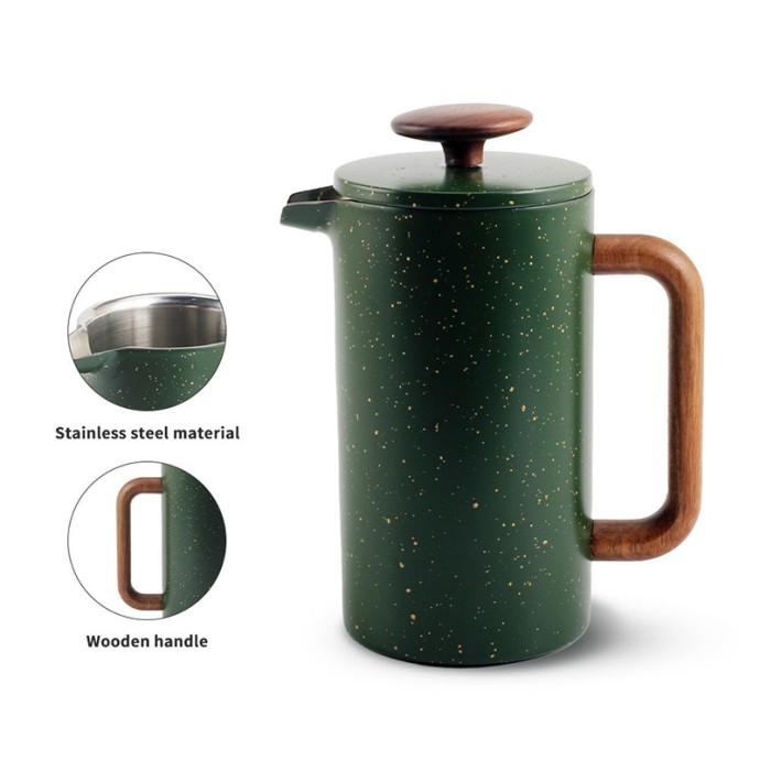 Green Stainless Steel French Press Coffee Maker