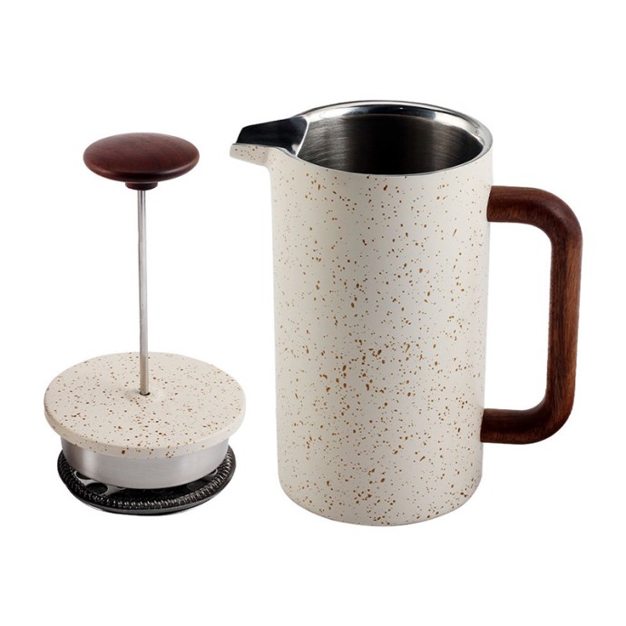 Large white French press coffee and tea maker