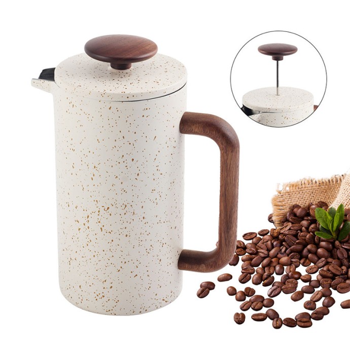 Large white French press coffee and tea maker