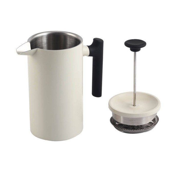 White Double-Wall Insulated French Press Coffee Maker