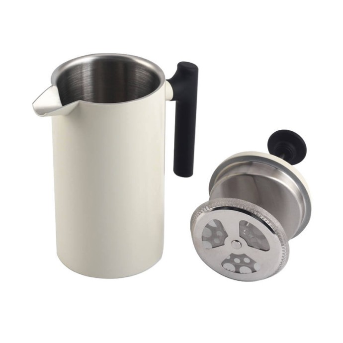 White Double-Wall Insulated French Press Coffee Maker