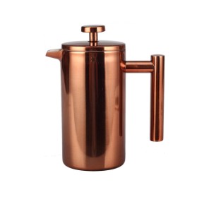Modern copper double-walled press coffee maker