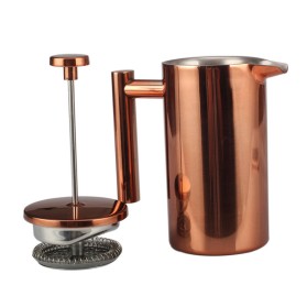 Modern copper double-walled press coffee maker