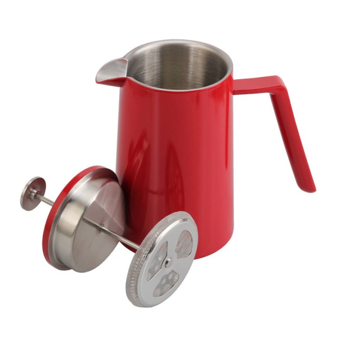 Red heat-resistant stainless steel press coffee machine