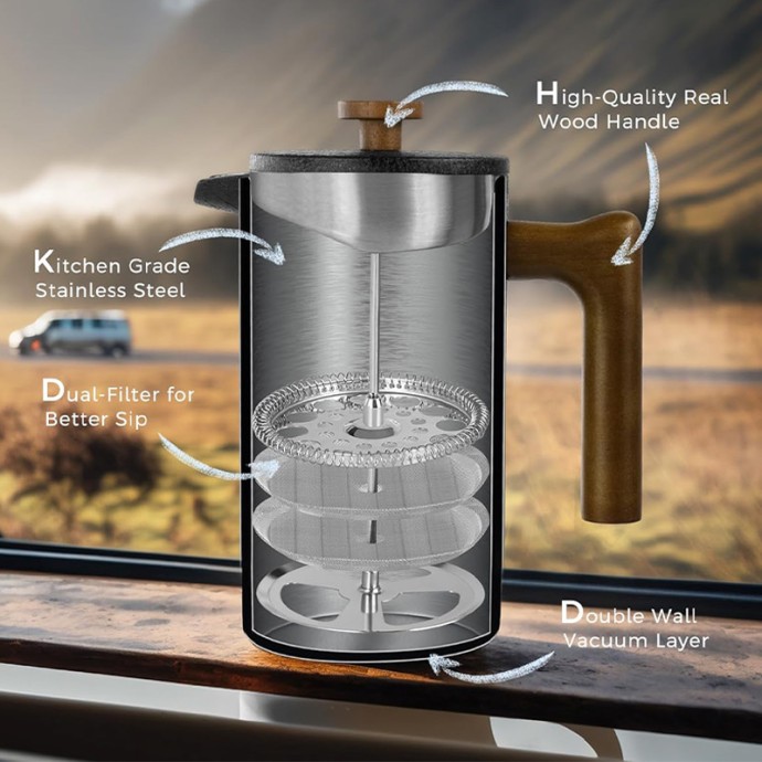 Solid wood handle heat-insulated filter coffee maker