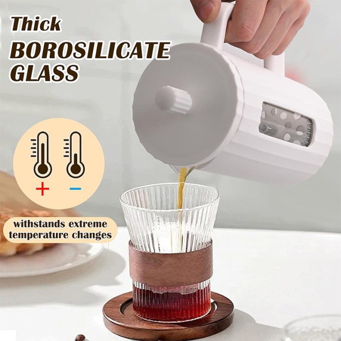 Large white French press coffee maker