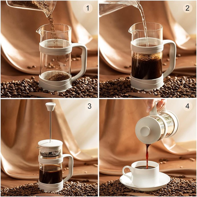 White Mini French Press Coffee Teapot