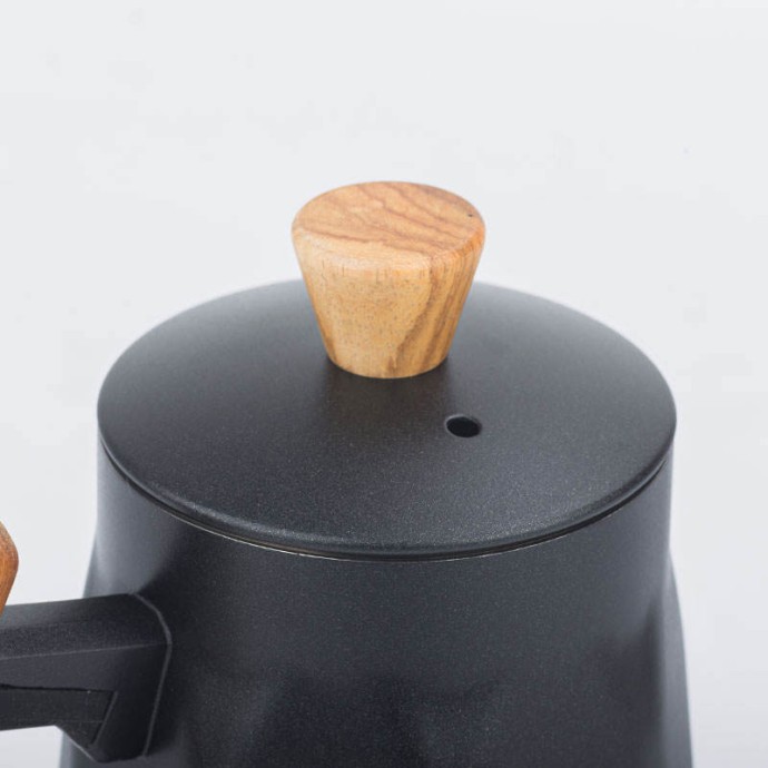Black portable gooseneck pour-over coffee kettle