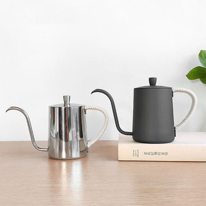 Black stainless steel long spout hanging ear coffee pot