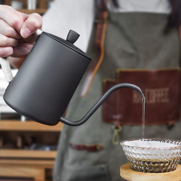 Black stainless steel long spout hanging ear coffee pot