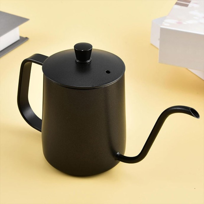 Black gooseneck stainless steel coffee kettle