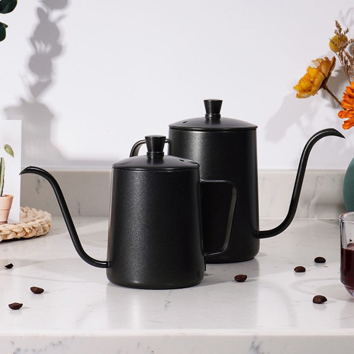 Black gooseneck stainless steel coffee kettle
