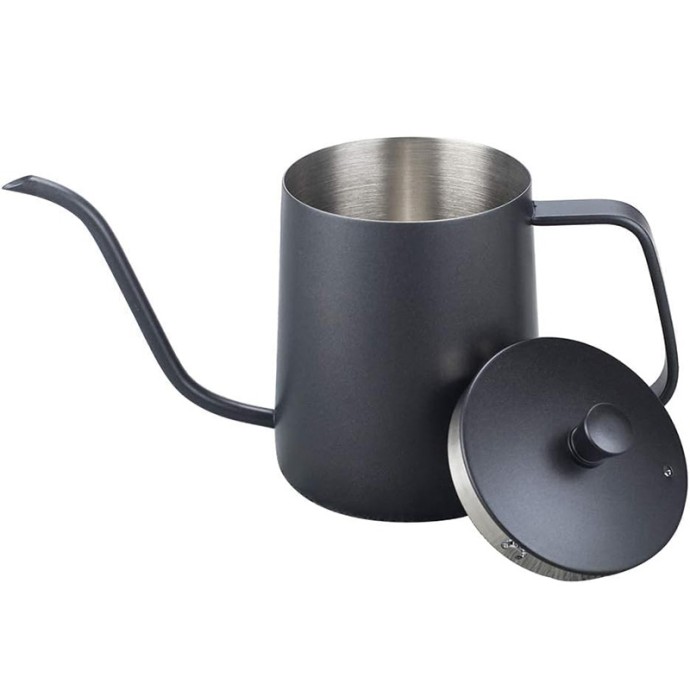 Black stainless steel gooseneck hand brewed coffee