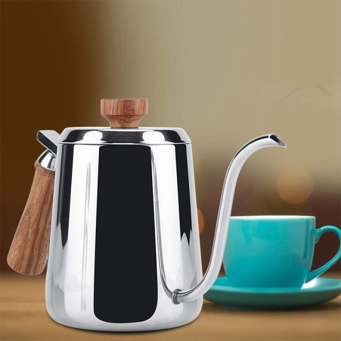 Modern gooseneck stainless steel teapot