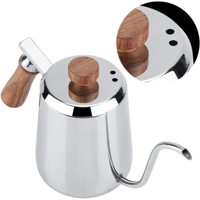 Modern gooseneck stainless steel teapot