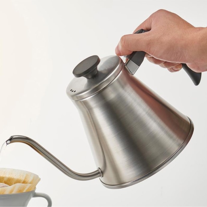 Silver hand-pour gooseneck drip coffee maker