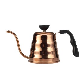 Stainless steel coffee pot with copper handle