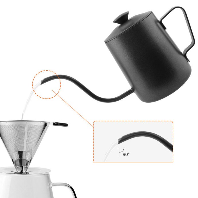 Stainless steel gooseneck hand pour over coffee pot