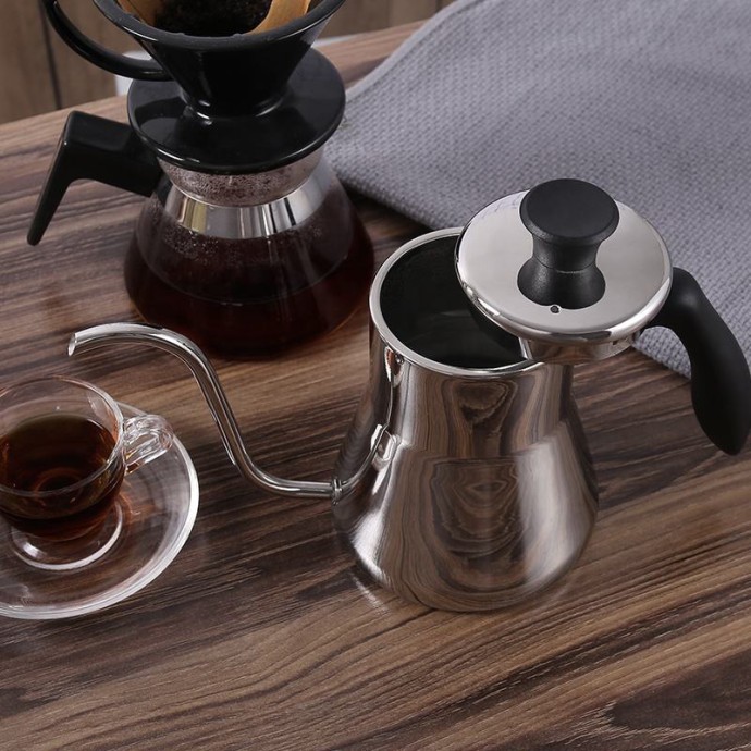 Mirror polished gooseneck hand pour over coffee pot