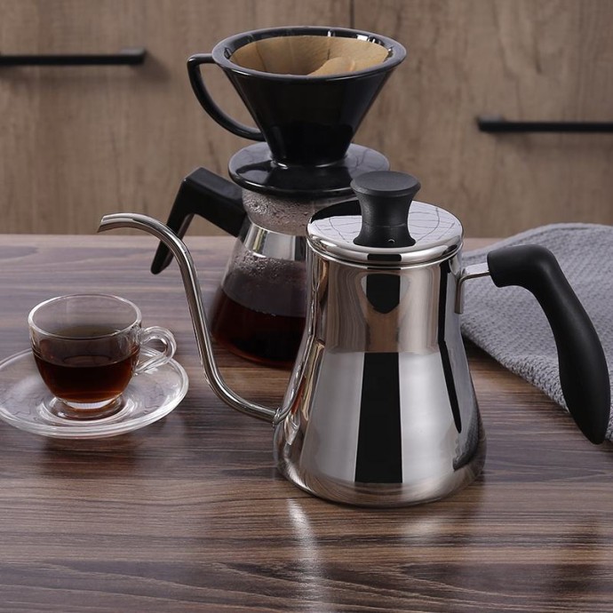 Mirror polished gooseneck hand pour over coffee pot