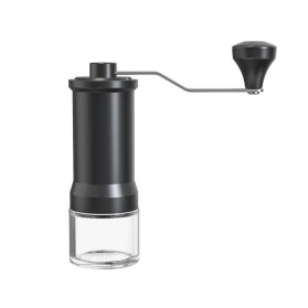 Black stainless steel hand-crank manual coffee grinder