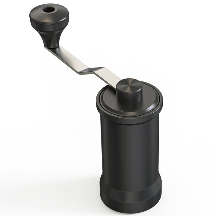 Black stainless steel hand-crank manual coffee grinder