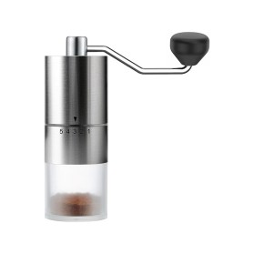 Silver stainless steel manual coffee grinder
