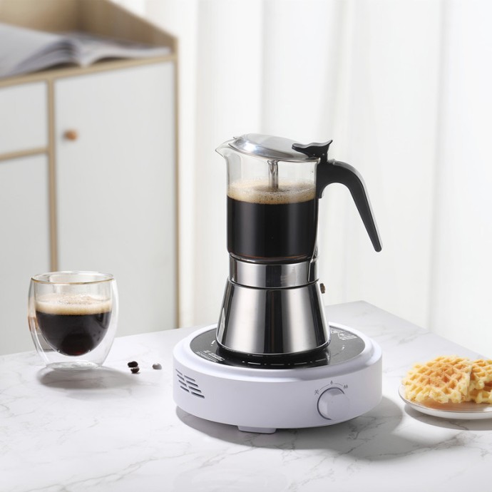 Highly transparent and heat-resistant Italian moka pot