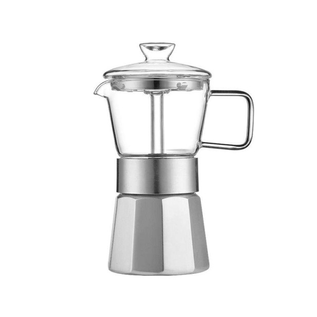 High quality thick glass 6 cup moka pot