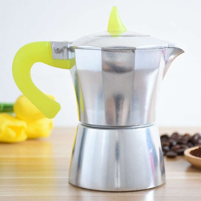 Aluminum Stove Top Coffee Maker with Colorful Handles