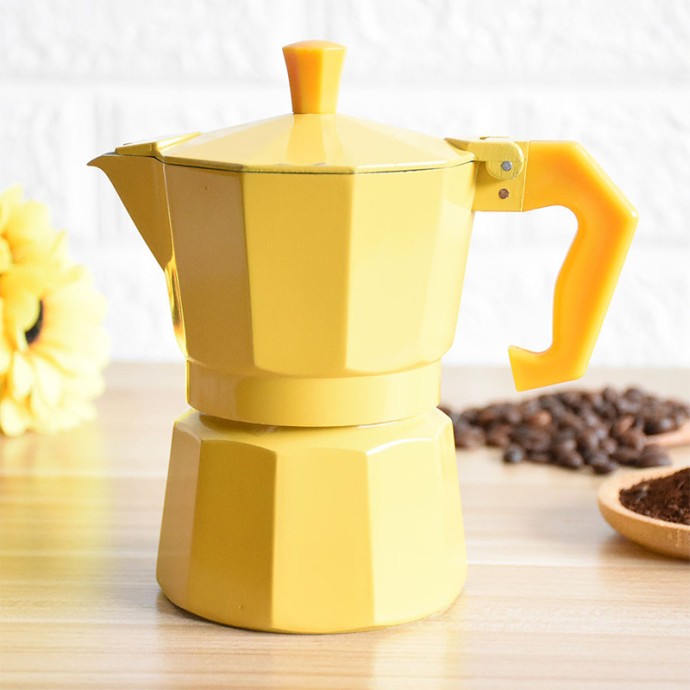Yellow Stovetop Italian Moka Pot