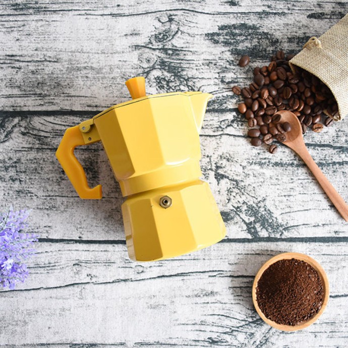 Yellow Stovetop Italian Moka Pot
