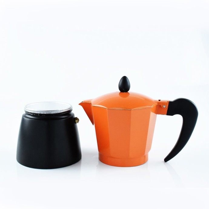 Orange Aluminum Stovetop Coffee Moka Pot