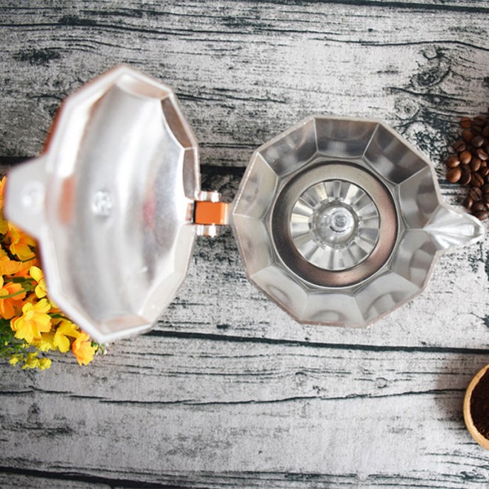 Orange Aluminum Stovetop Coffee Moka Pot