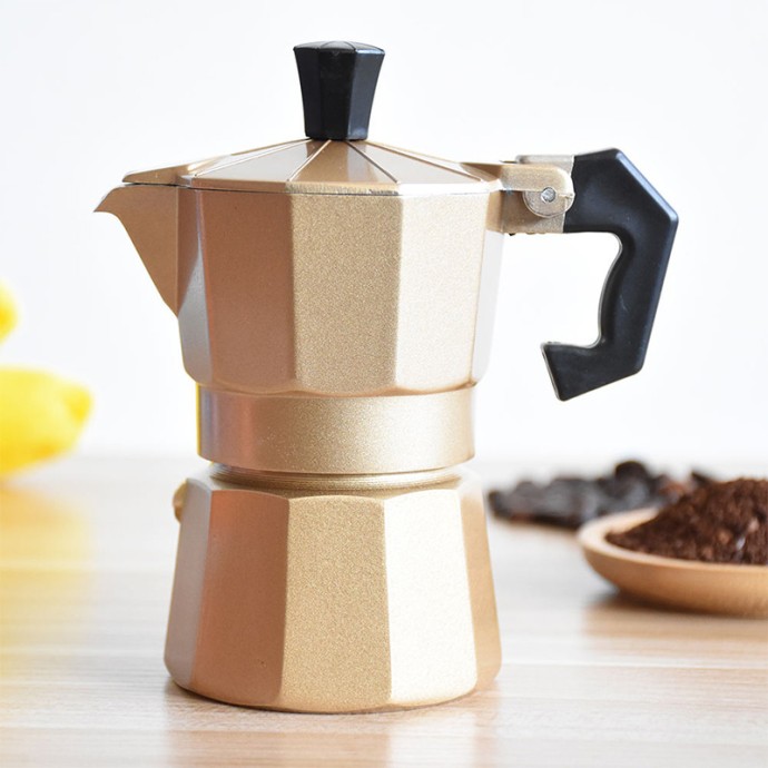Gold Classic Italian Aluminum Espresso Moka Pot