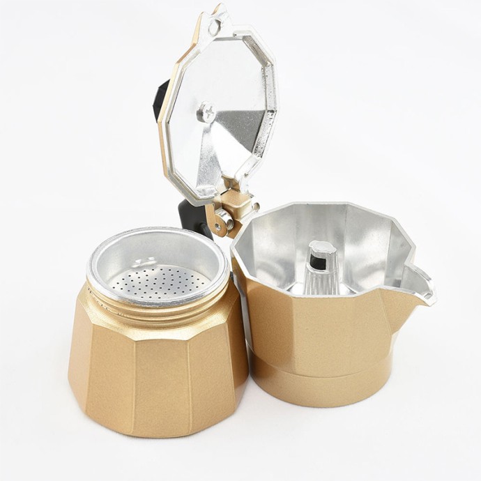 Gold Classic Italian Aluminum Espresso Moka Pot