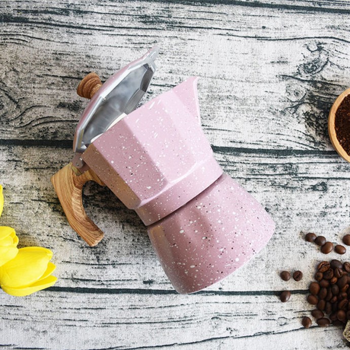 Pink Aluminum Stovetop Espresso Moka Pot