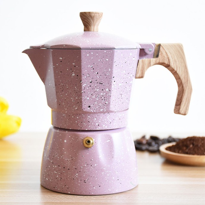 Pink Aluminum Stovetop Espresso Moka Pot