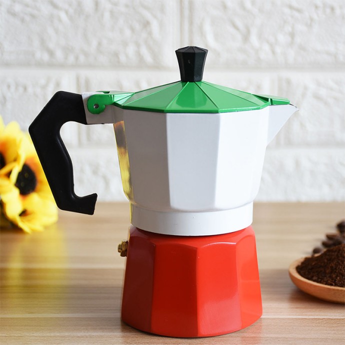 Italian Painted Aluminum Stove Top Moka Pot