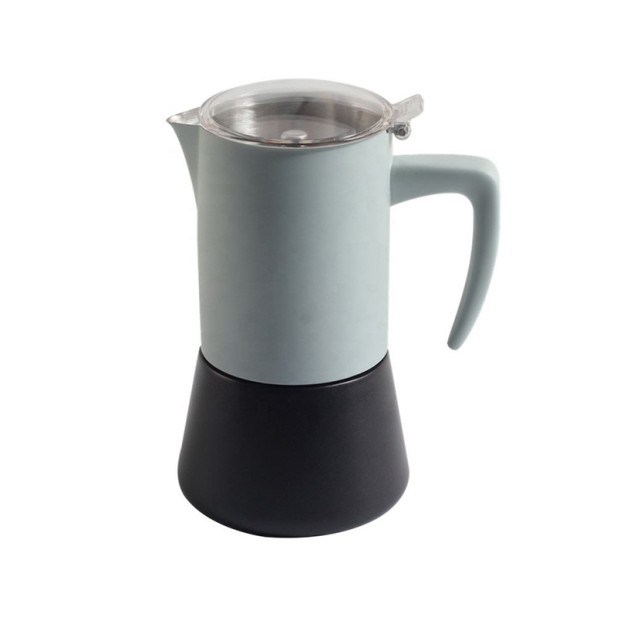 Transparent stainless steel espresso moka pot