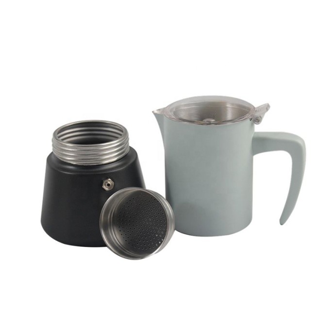 Transparent stainless steel espresso moka pot
